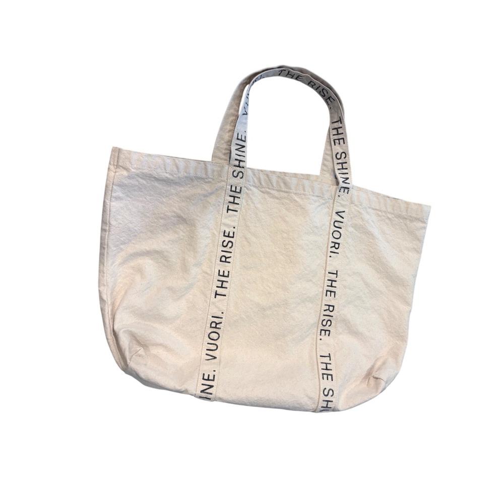 Vuori The Rise The Shine Canvas Tote Bag Cream Off White Large Shopper Gym Beach